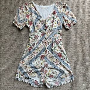Adorable patchwork and lace romper
